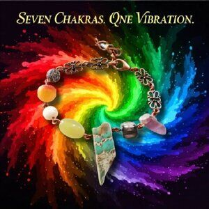 Spunky Vibrant Energizing! Semi-Precious Beads Chakra Bracelet! Reiki Energy Chi